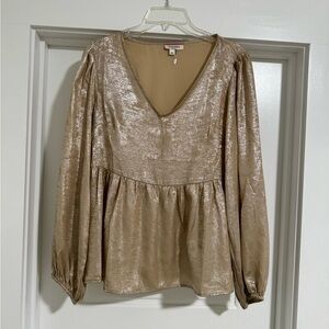 Andree by Unit Gold Babydoll Long Sleeve Shiny holiday‎ party Medium